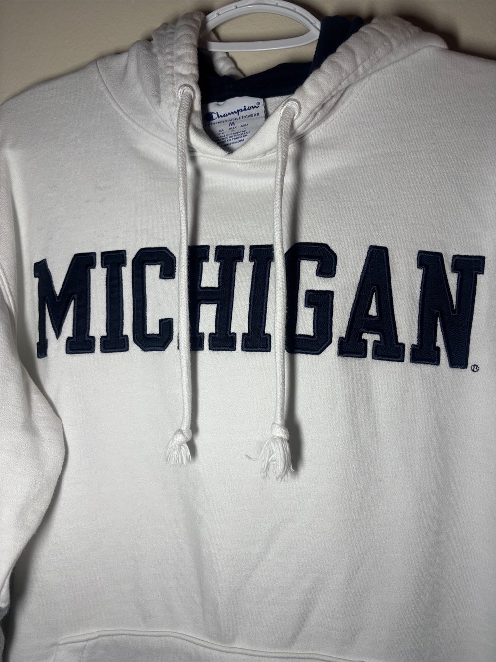 Champion White University of Michigan Pullover Hoodie - Picture 3 of 8